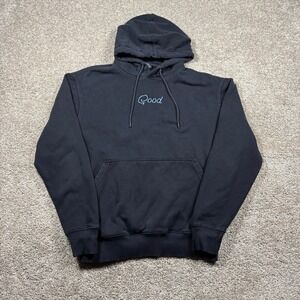 Good Good Golf Mens Small Black Embroidered Script Pullover Hoodie Sweatshirt